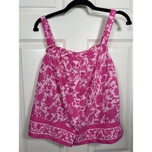J. Crew Pink Tonal Floral Button Front Spaghetti Strap Tank Womens Medium 8-10